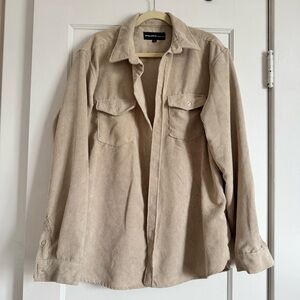 Molokai Surf Co Mens XL Long Sleeve Button Down Shirt Jacket Shacket Tan Beige